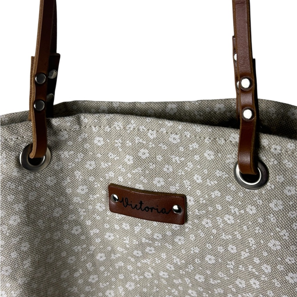 Floral Print Tote Bag with Leather “Victoria” Tag & Zip Pouch - Picture 5 of 7